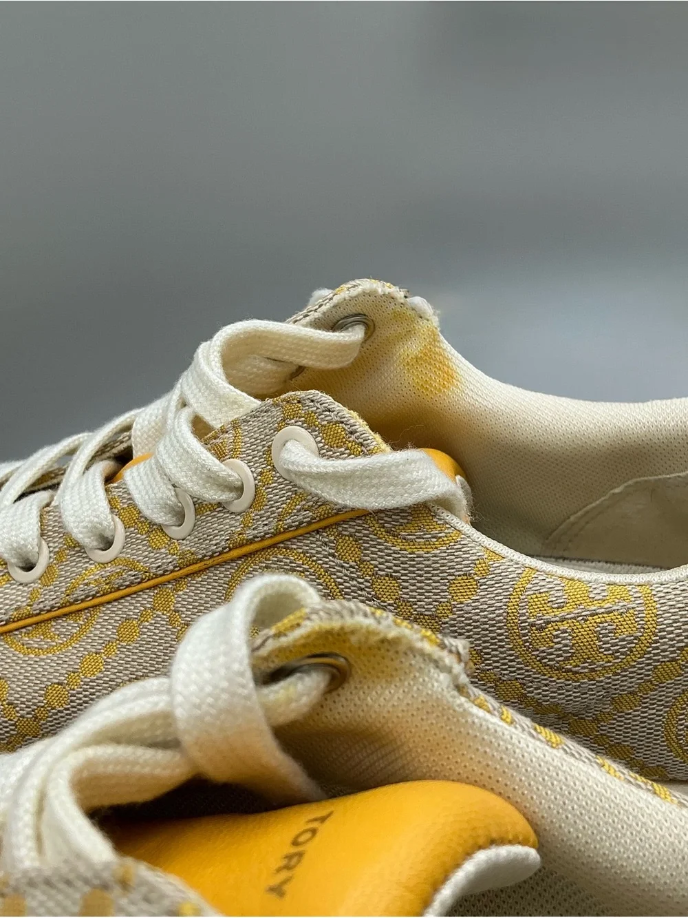 Tory Burch Howell T Monogram Goldfinch Yellow Low Top Sneakers